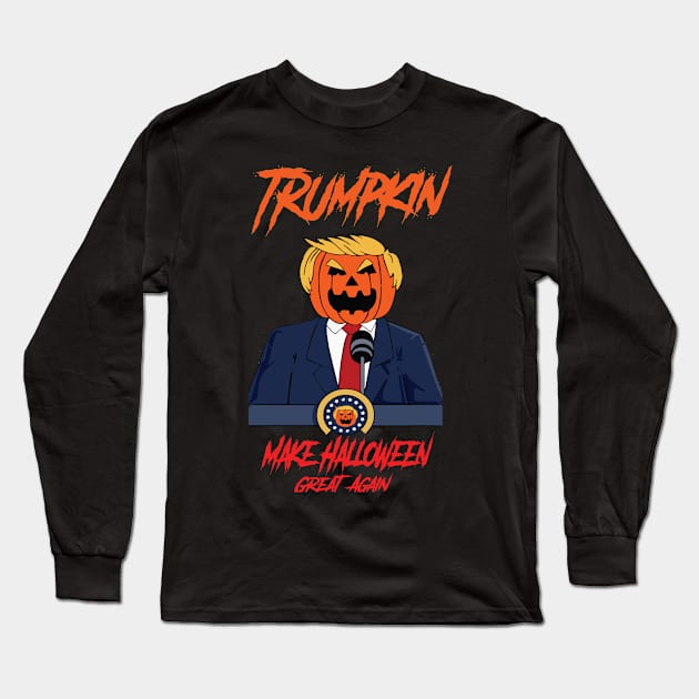 Trumpkin Make Halloween Great Again Funny Long Sleeve T-Shirt by SamDesigns